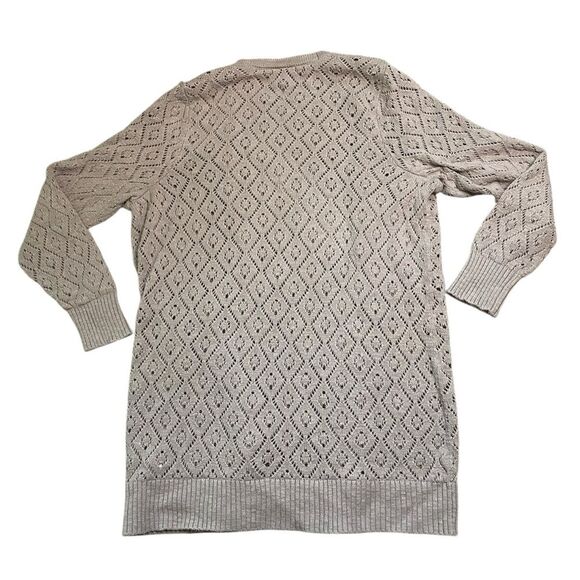 Torrid Taupe Pointelle Long Sleeve Button Up Boyfriend Cardigan - Picture 3 of 7